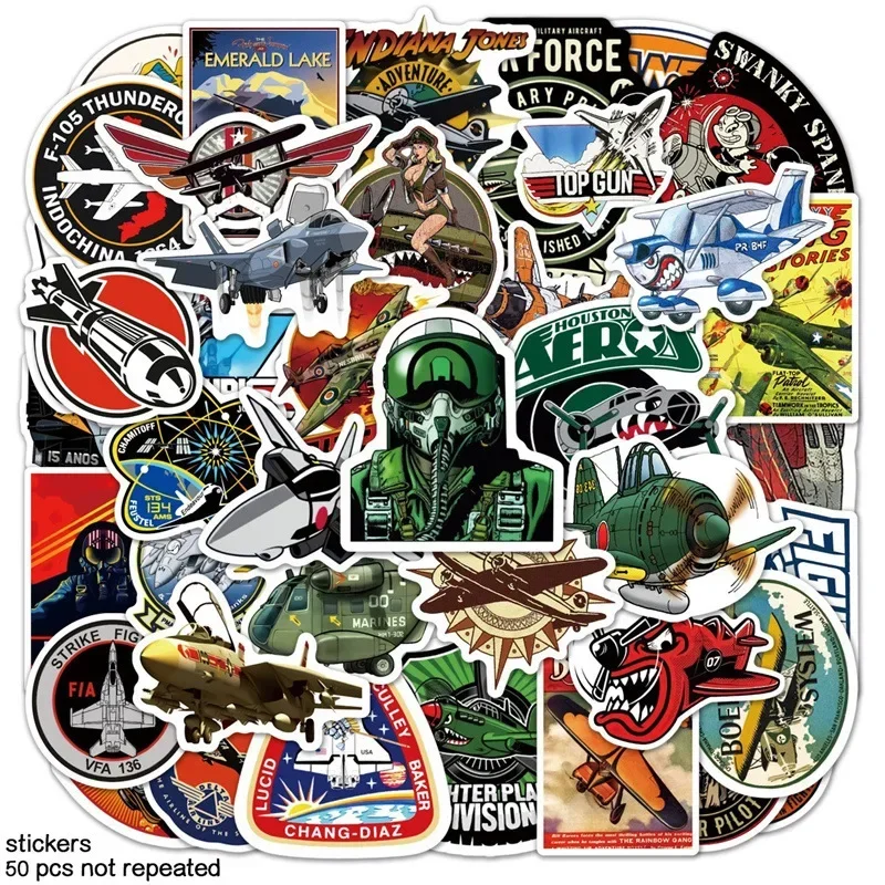 10/25/50Pcs Fighter Aircraft Stickers Cartoon Graffiti Waterproof Sticker Kid Toy