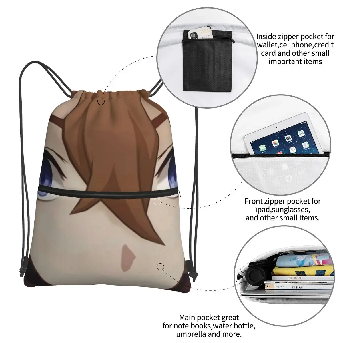 Childe Genshin Impact Portable Backpacks Drawstring Bag Casual Drawstring Bundle Pocket Shoes Bags For School Students