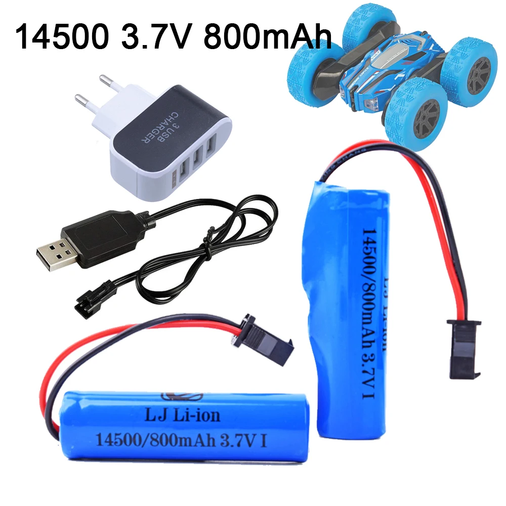 สำหรับ JJRC C2 D828 RC รถอะไหล่14500 SM-2P 3.7V 800Mah แบตเตอรี่ Li-Ion แบบชาร์จไฟได้สำหรับ RC Stunt Dump รถแบตเตอรี่ของเล่นอุปกรณ์เสริม