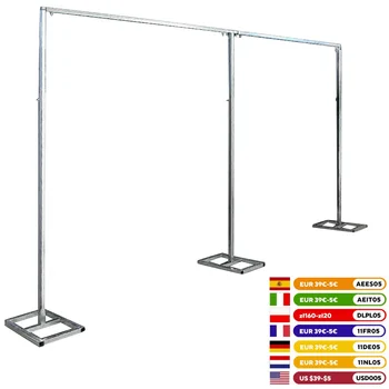 Kit di tubi per supporto per sfondo per festa di nozze da 10x20 piedi, sistema di supporto per sfondo fotografico resistente, cornice per tende, arco per matrimonio, argento