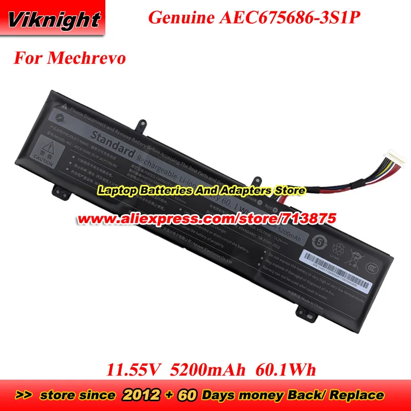 

Оригинальный аккумулятор AEC675686-3S1P для ноутбука Mechrevo 14-7BB4U 11,55 В 5200 мАч 60,1 Втч