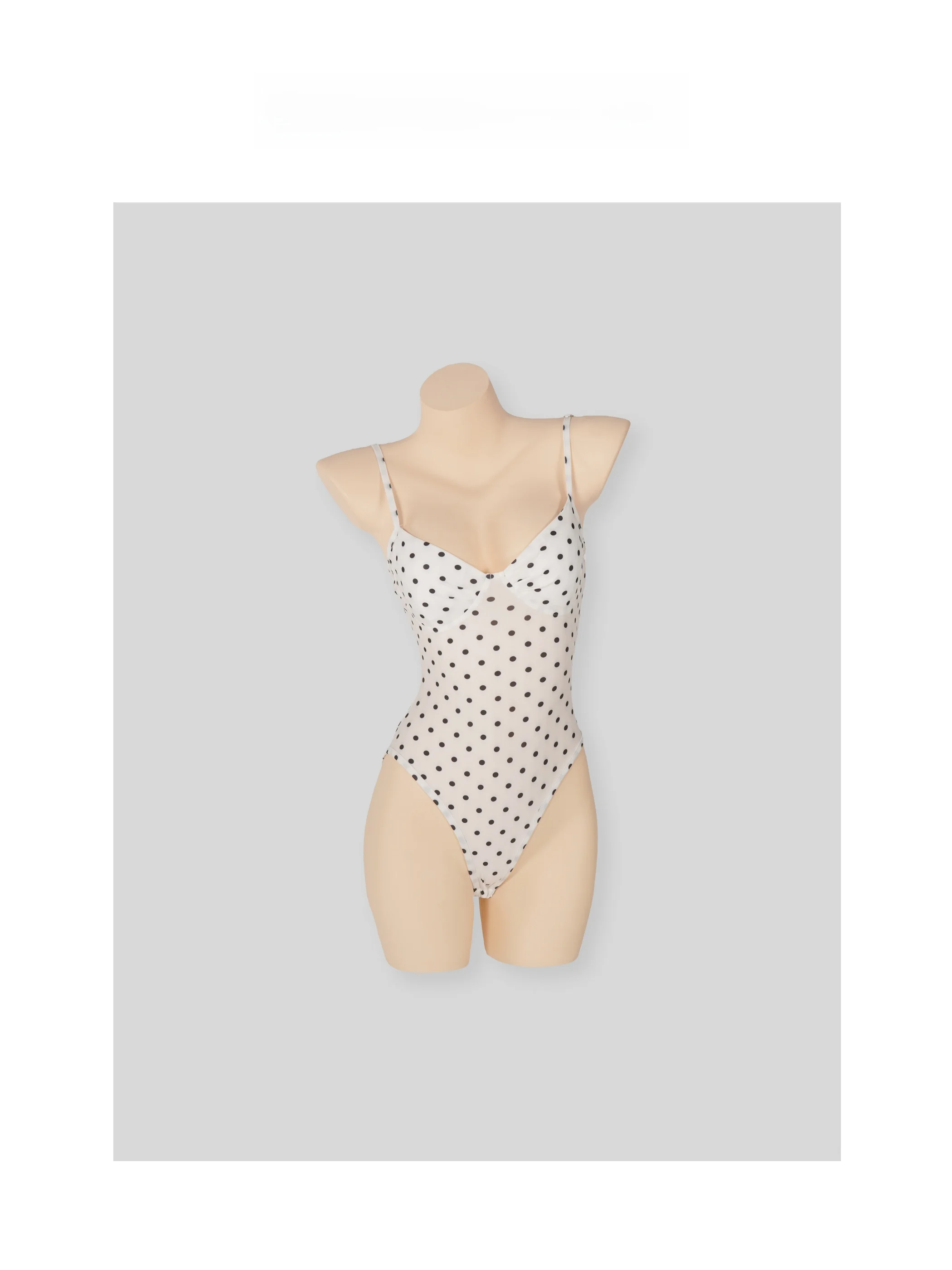 Mimi's Home French Holiday Low Cut Print Swimsuit with Detachable Chest Pad Polka Dot  Bandeau Women's Swimsuit