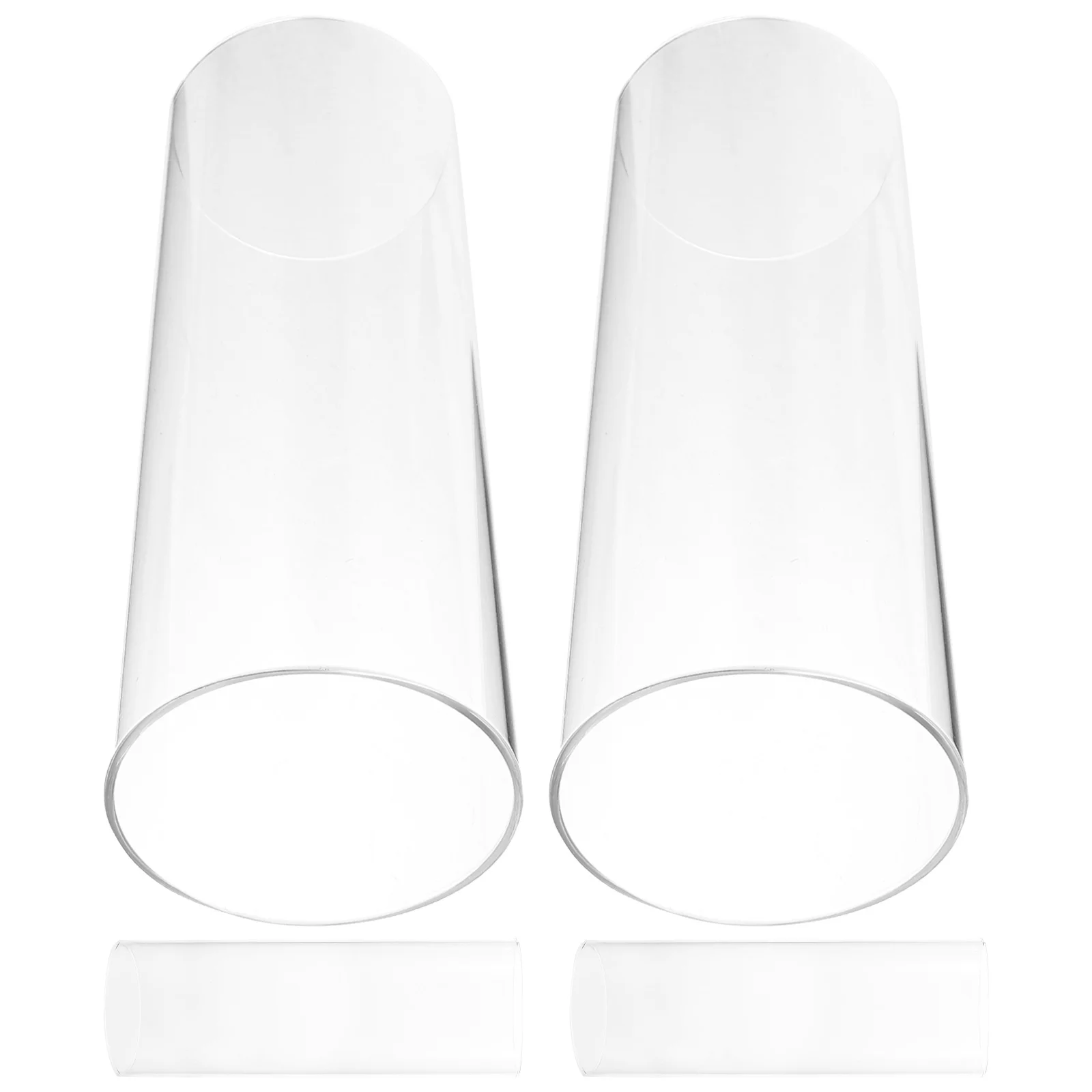 

4Pcs Transparent Covers Simple Cylinder Glass Shades Windproof for LED Candles Craft Decorative Glass