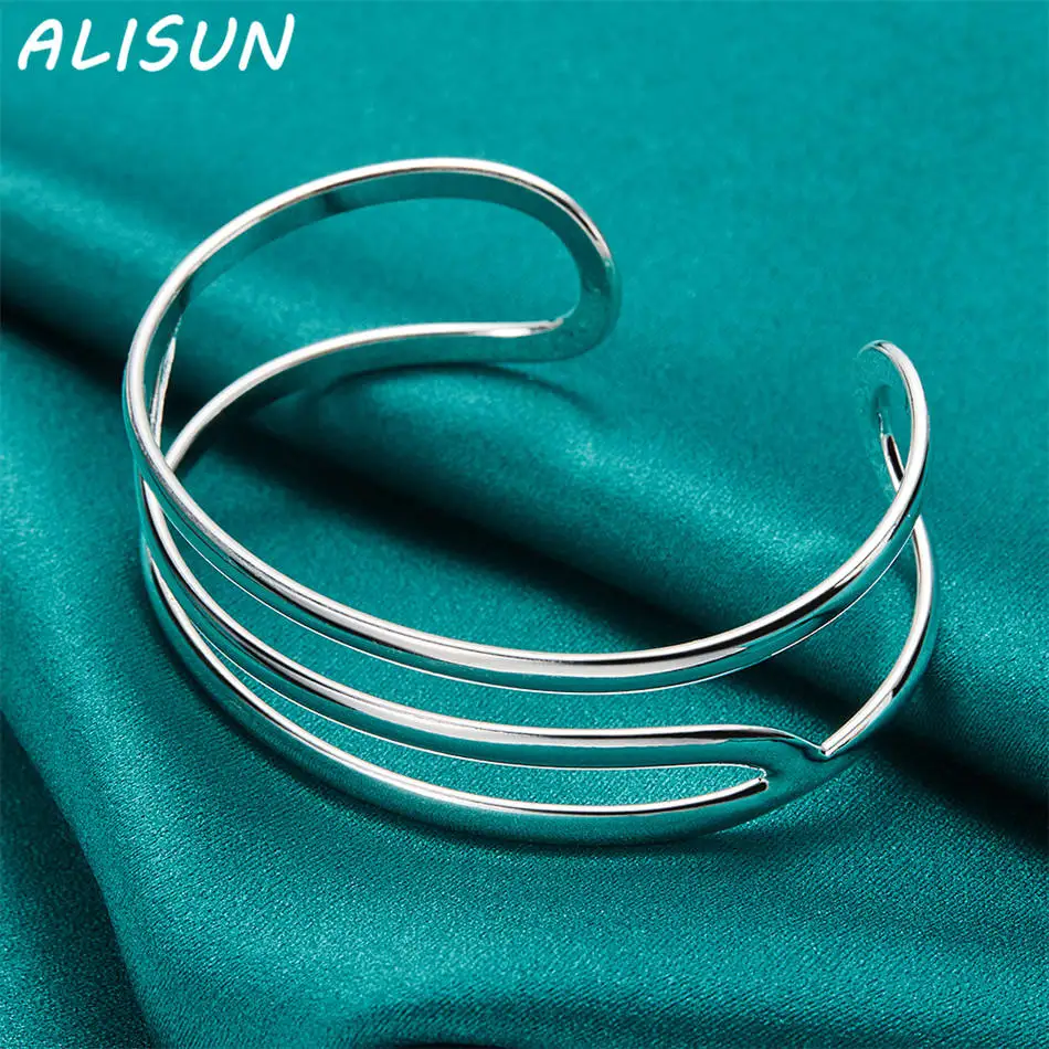 ALISUN 925 فضة تصميم خط مفتوح الإسورة للنساء هدايا الإبداع الشارع كل مباراة الحفلات والارتداء اليومي