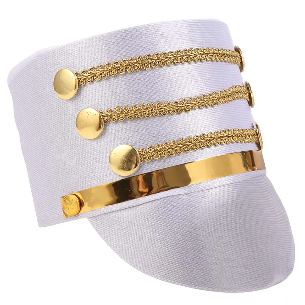 Hat-nutcrackers Marching Band Hat Cosplay Show Skin-friendly Drum Major Master Hats Gold Trim Strips Photography Soldier Top Cap