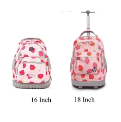 Mochila escolar para crianças, mochilas trolley para adolescentes, sobre rodas, viagem, 16 