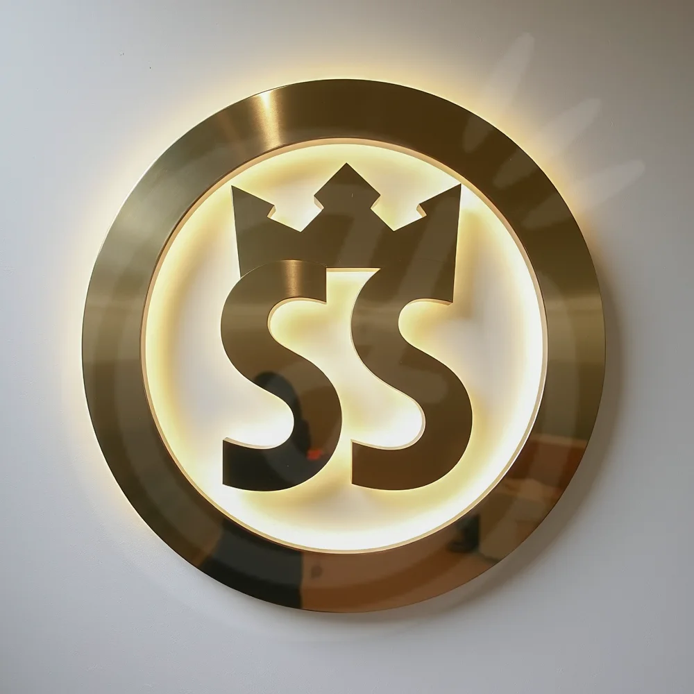 

Custom 3D Backlit Letter Sign Metal Sign Logos Outdoor Led Letter Gold Light Illuminated Signboard for Business