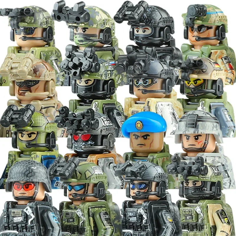 

City SWAT Special Forces Weapons Building Blocks Bricks US Special Air Service German KSK Russia Israel Soldiers Military Toys