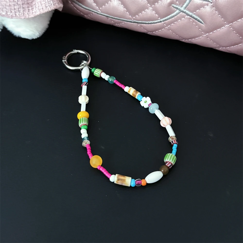 Phone Camera Lanyard Multifunctional Handmade Beaded Chain Decorative Eyeglass Chain Electroplated Keychain Bag Charm For Camera