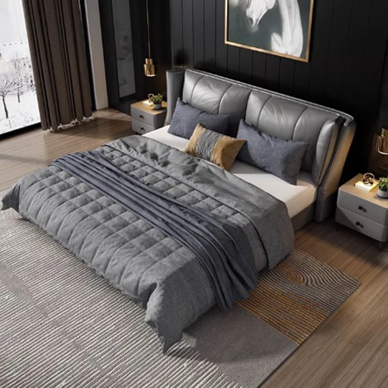 

Custom Gray Double Bed Simple Drawers Low Profile Matrimonial Italian BedLuxury 180X200 Cm Cama Matrimonial Bedroom Furniture