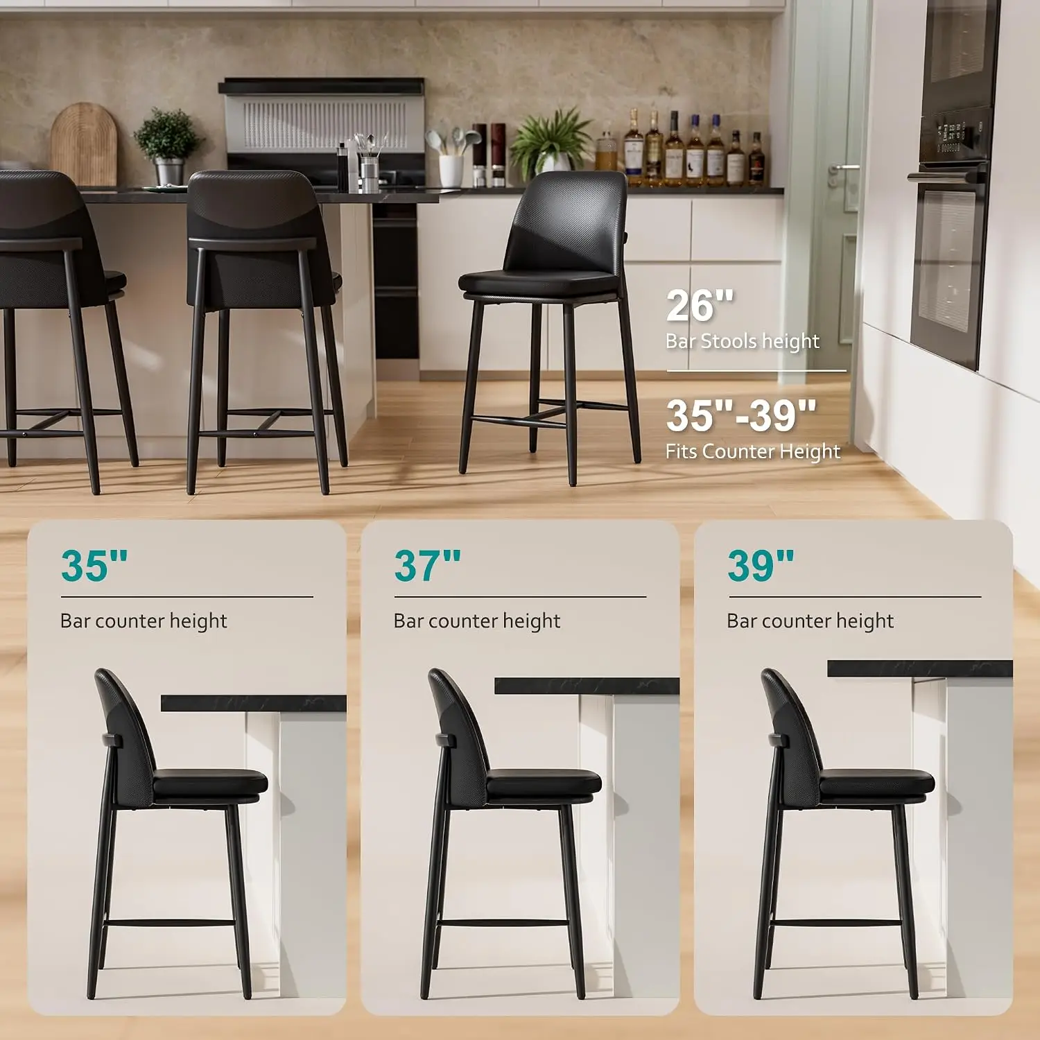 Dual Textured Counter Height Bar Stools Set of 6, Customized - view 6