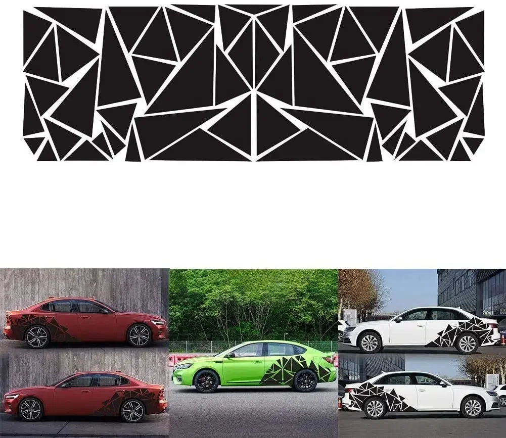 

1Pcs DIY Car Auto Car Body Sticker Side Decal Universal Glossy Black Freestanding Triangle Graphics Decal Vinyl Stripe Sticker D