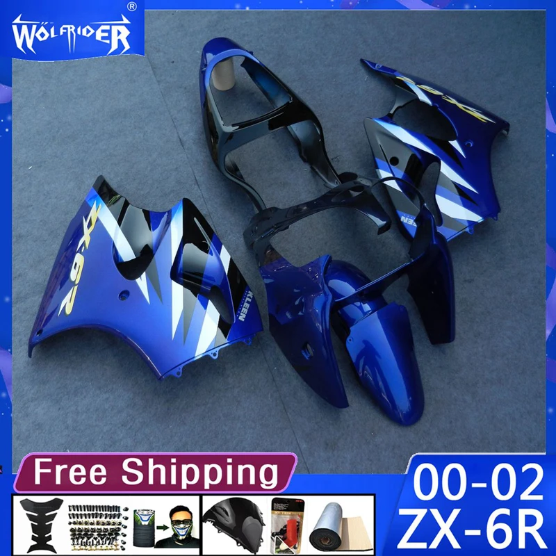 Motorcycle ABS plastic fairings Kit for ZX-6R 2000-2002 ZX6R 00 01 02 Motorbike bright blue fairing Manufacturer Customize cover