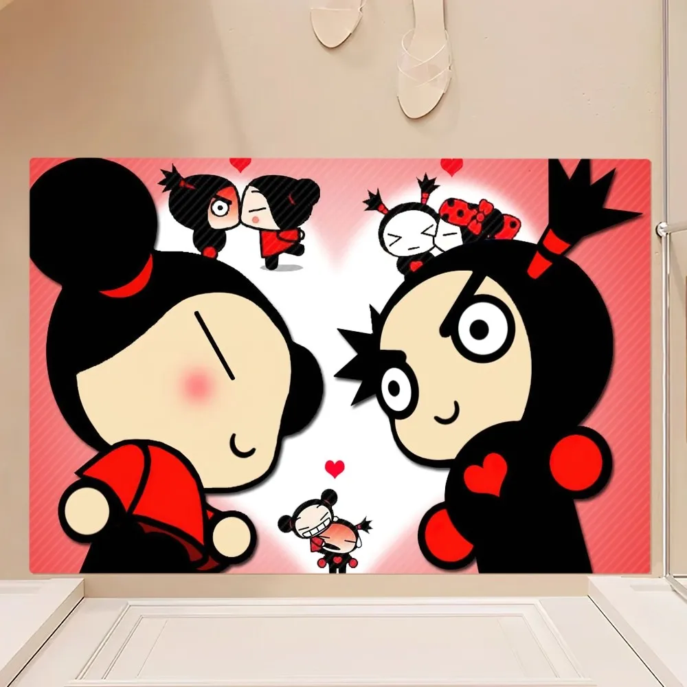 MINISO Disney Pucca Cute Floor Mat Bedroom Kitchen Door Bath House Super Absorbent Foot Non-slip