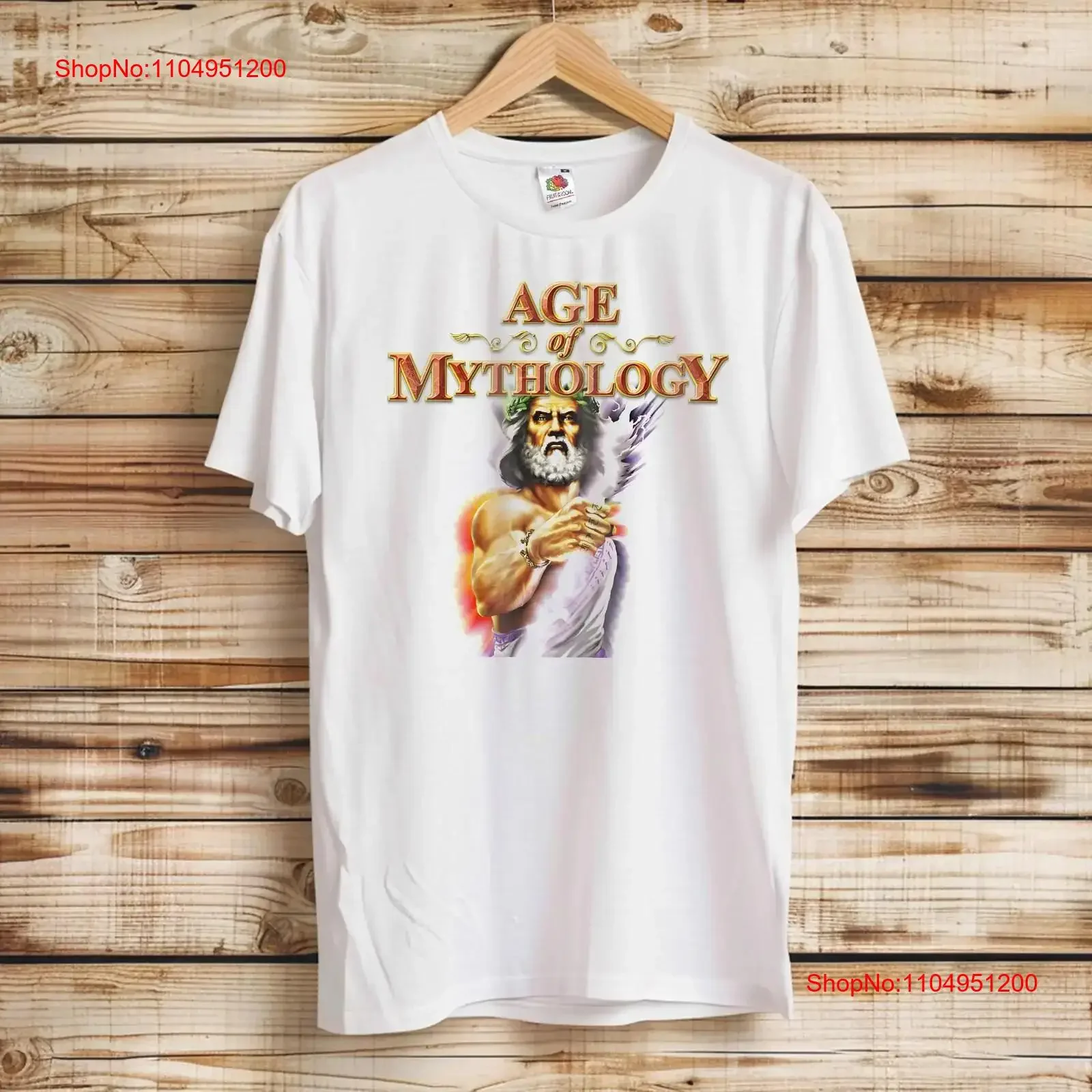 عصر الأساطير زيوس شعار تي شيرت كلاسيكي في الوقت الحقيقي استراتيجية لعبة فيديو عاشق جميع الأحجام S 5XL أبيض وأسود خمر غسلها