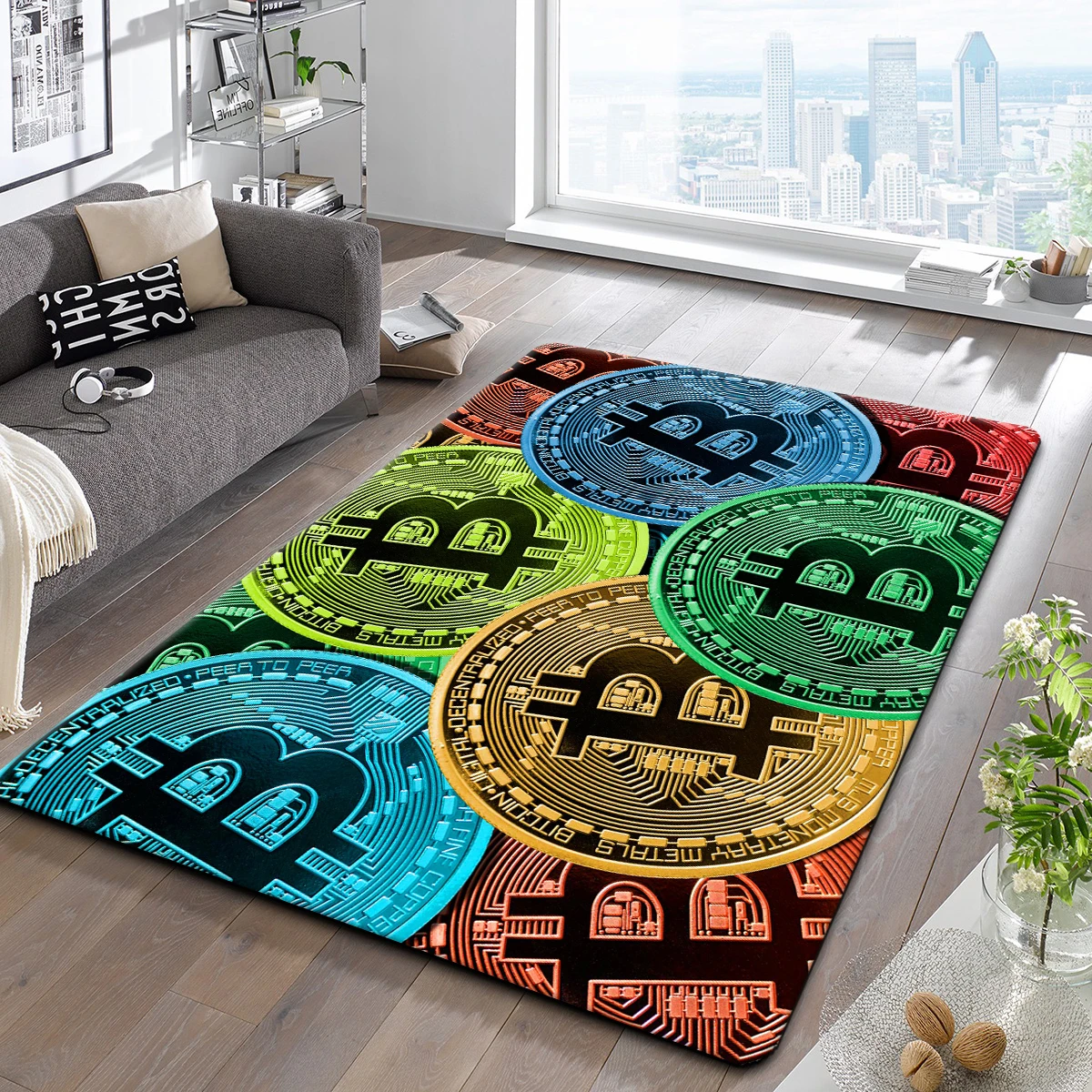 virtual coin Bitcoin HD printed pattern carpet,living room,bedroom, kitchen,bathroom,foot mat,hotel carpet rugs EP mat non-slip