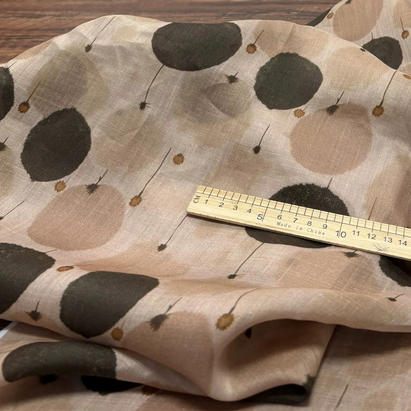 

1yard ramie tissu Light brown wave point fabric Women's cheongsam dress fabrics for material