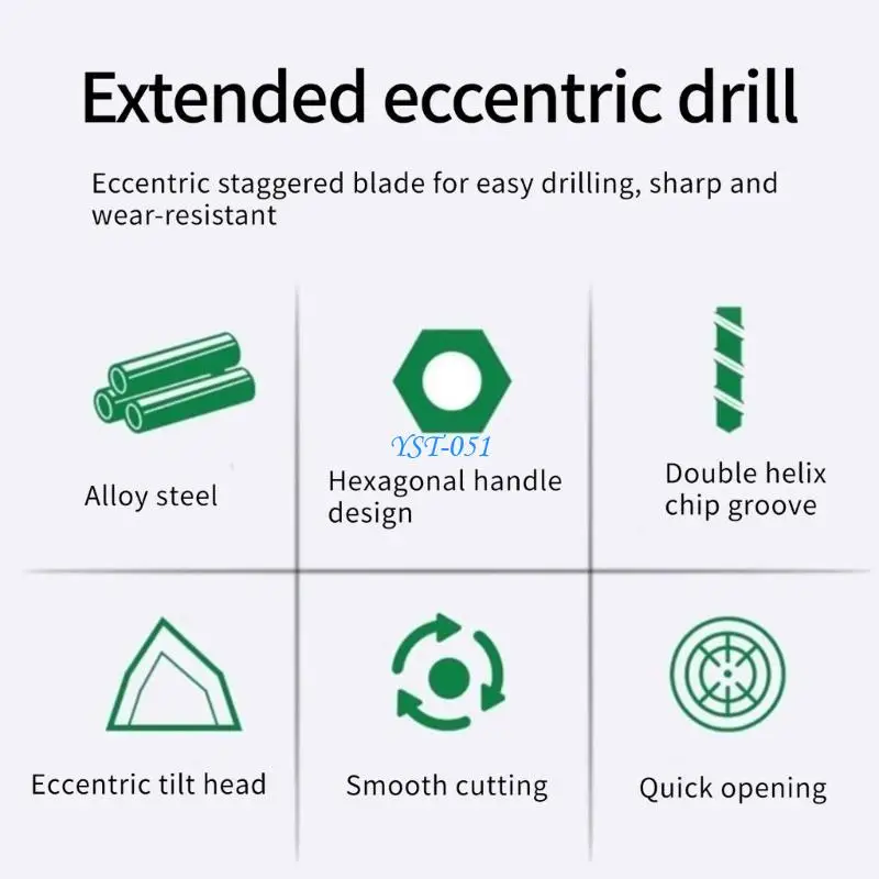 E15A 고강도 베벨 특수 편심 트위스트 드릴 비트 세트 돌/유리/대리석/타일 6/8/10/12mm 용 4Pcs 비트 세트