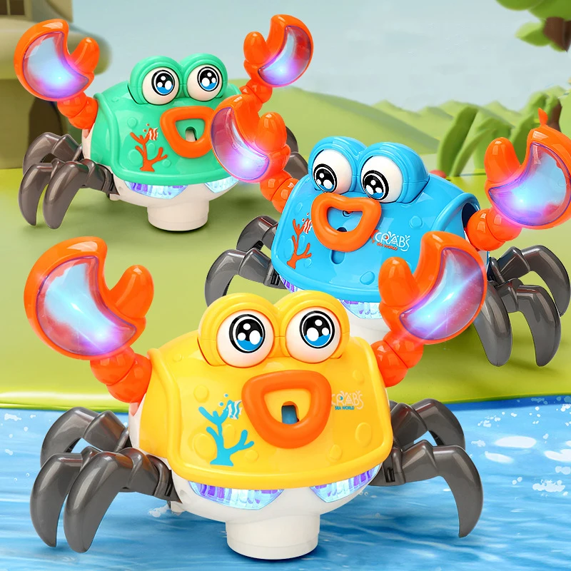 Winking Dancing Crab Run Away Toy For Babies Crawling Interactive Escape Crab Kids Electronic Animal Toy Birthday Christmas Gift