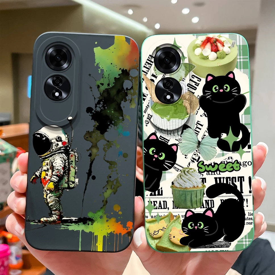 Case For OPPO A60 Lovely Funny Cat Astronaut Soft Liquid Silicone Shockproof Protective Phone Back Covers For OPPO A 60 Fundas