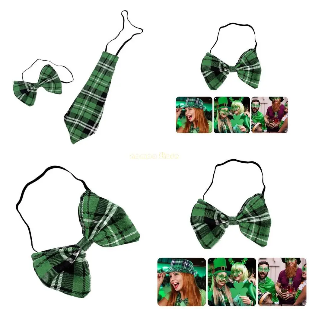 

31BF для мужчин и женщин, зеленый клетчатый галстук-бабочка, галстук на день Патрика, регулируемый предварительно завязанный для