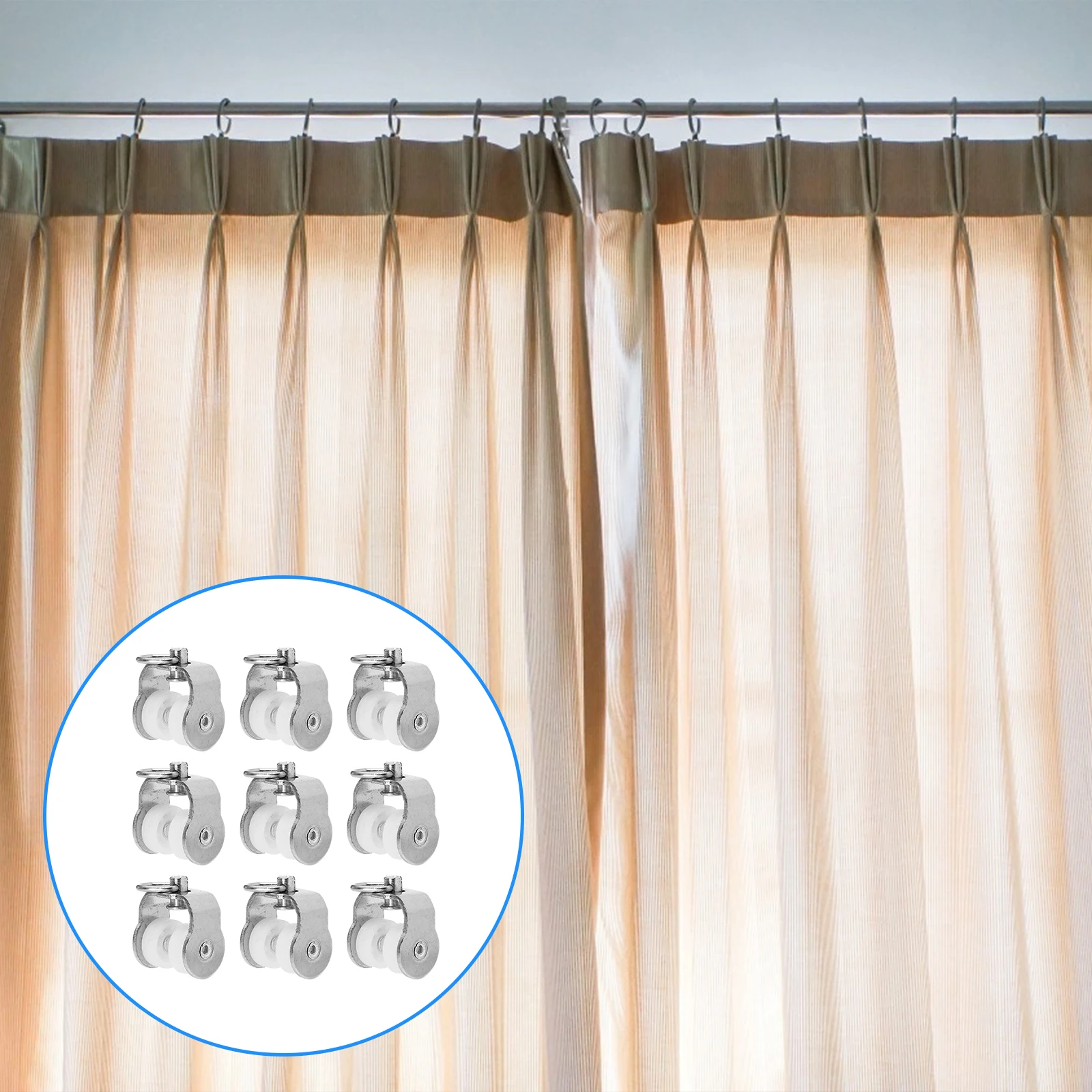 

20Pcs Metal Curtain Track Pulleys Smooth Movement Practical Fittings Curtain Sliding Wheel Sliding Wheel