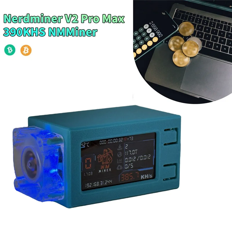 

Bitcoin Crypto Miner Nerdminer V2 Pro Max BTC Miner 390KH/S Nmminer Nerd Miner Solo Lottery Miner с RGB-вентилятором Cool