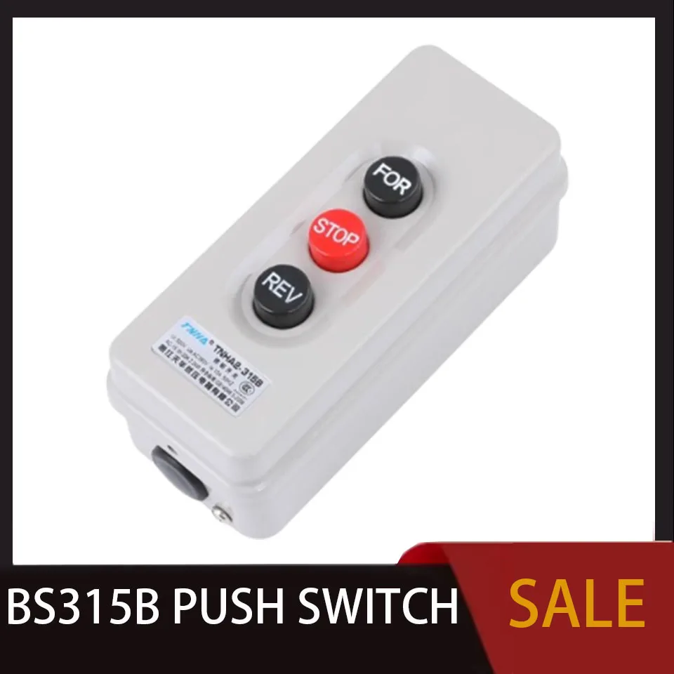 New Bs315b Press Buckle Switch Power Press Buckle Reverse Stop Interlock Button Switch Start 380v2.2kw Silver Point