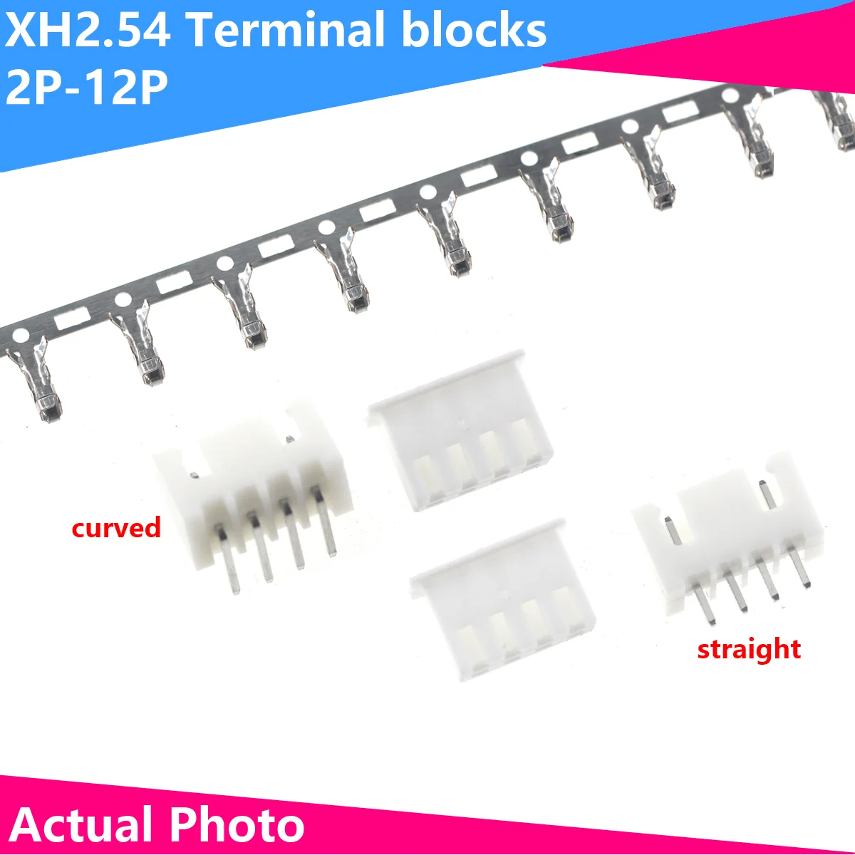 20PCS XH2.54 Pin Straight/curved Needle Header Connector 2P 3P 4P 5P 6P 7P 9P 10P 12Pin 2.54mm Pitch XH For PCB