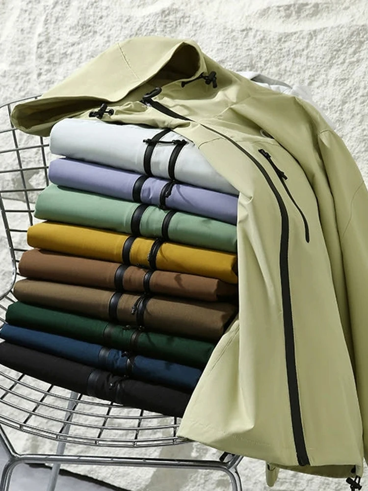 

Уличная софтшелл Jaet, мужская осенне-зимняя ветрозащитная водонепроницаемая повседневная куртка с капюшоном из полиэфирного волокна, длинная застежка-молния све