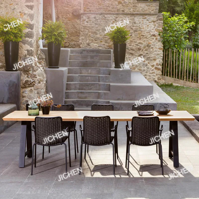 

Скандинавские уличные столы и стулья для отдыха во дворе, водонепроницаемый водонепроницаемый обеденный стул, модель комнаты, проживание в семье, сад, дизайнер