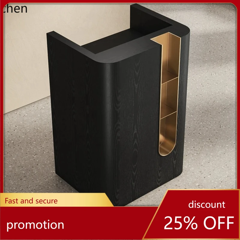 

HXL Store Black Bar Counter Reception Desk Small Counter Information Desk Guide