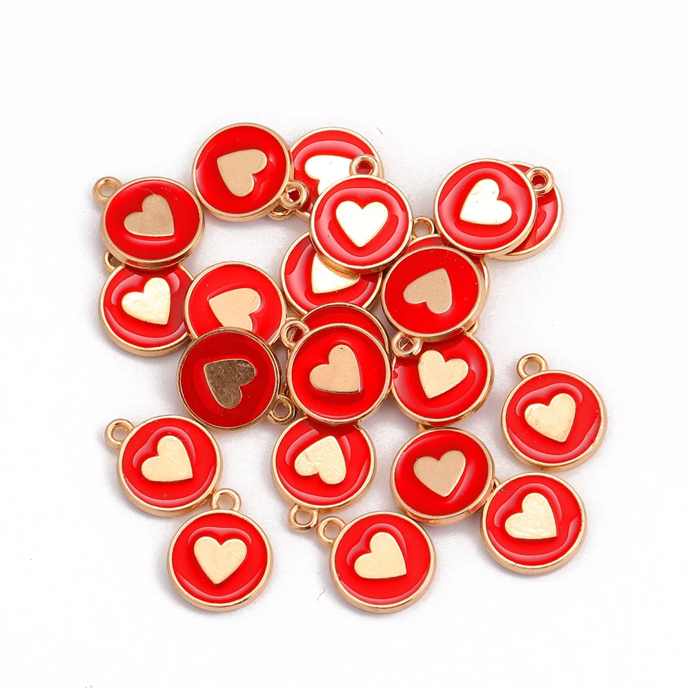 10Pcs Sweet Love Heart Letter Star Enamel Mini Charm Plated Gold Alloy Pendant For DIY Earring Bracelet Jewelry Making Ornament