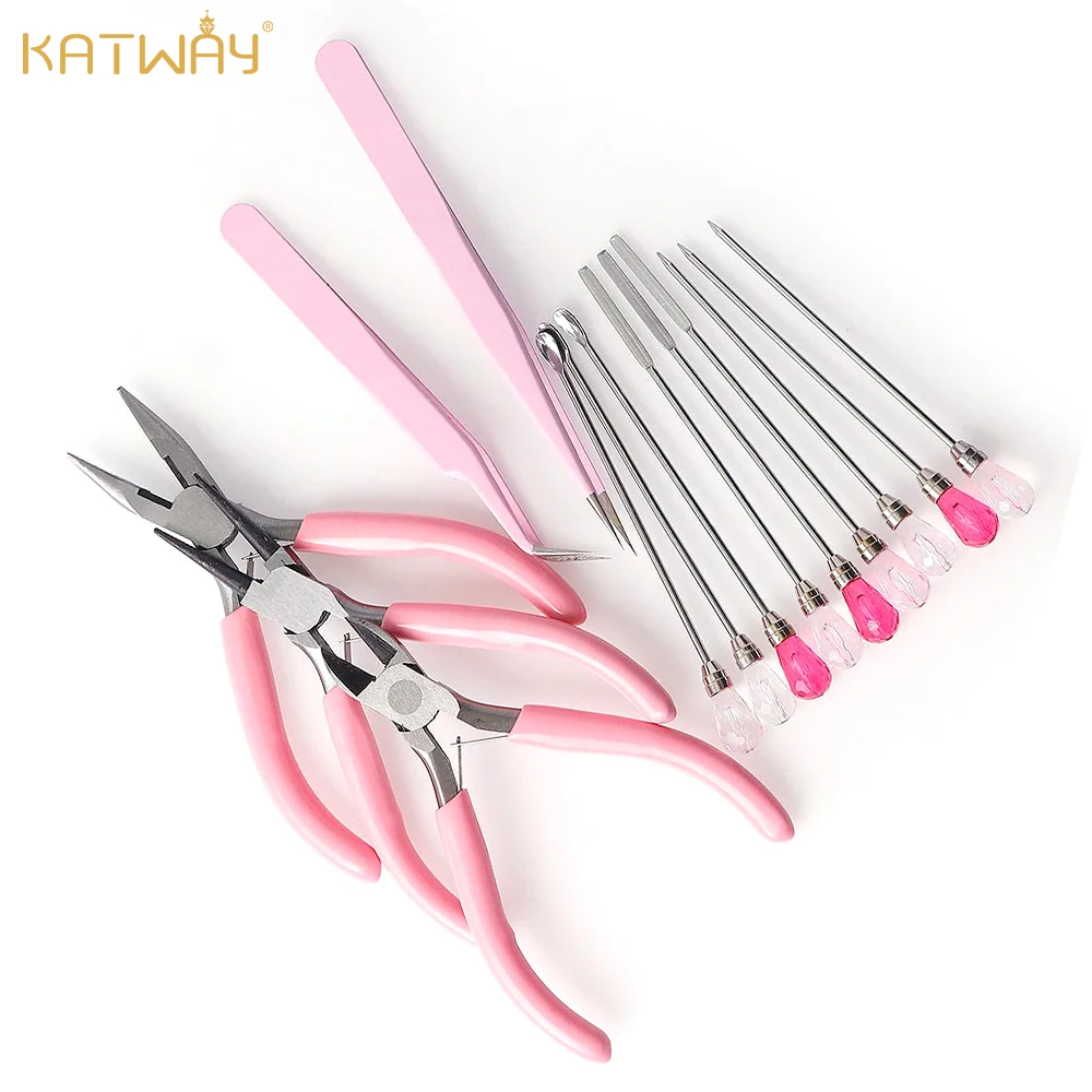 

KATWAY Stainless Steel Nose Needle Pliers Jewelry Making Cutting Wire DIY Crafts Handmade Tool Set Tweezers Needle Spoon HH-AA03