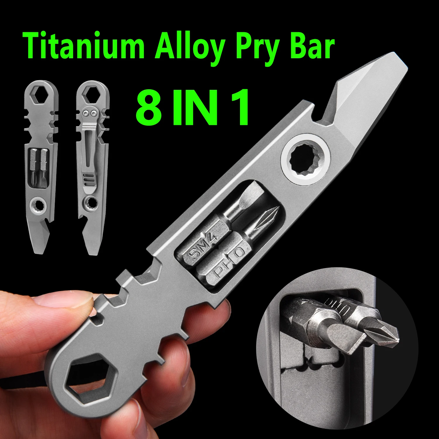 TC4 Titanium Alloy Ratchet Crowbar Screwdriver Riding Portable Multi-Function Maintenance Tool Outdoor Camping Pry Bar EDC Tool