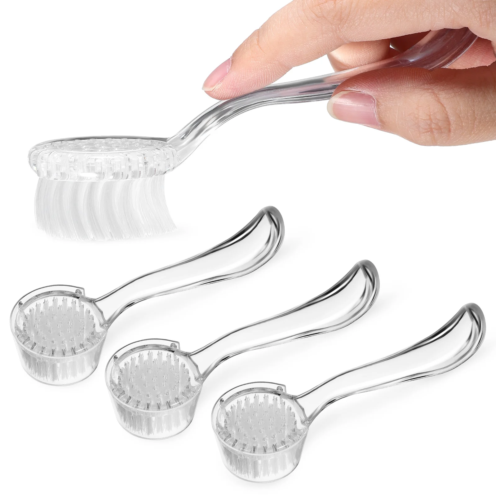 

3pcs Cleaning Brush Nail Scrubber Fingernail Cleaner Dense Bristles Ergonomic Handle Nails Manicure Foot Toenail Household