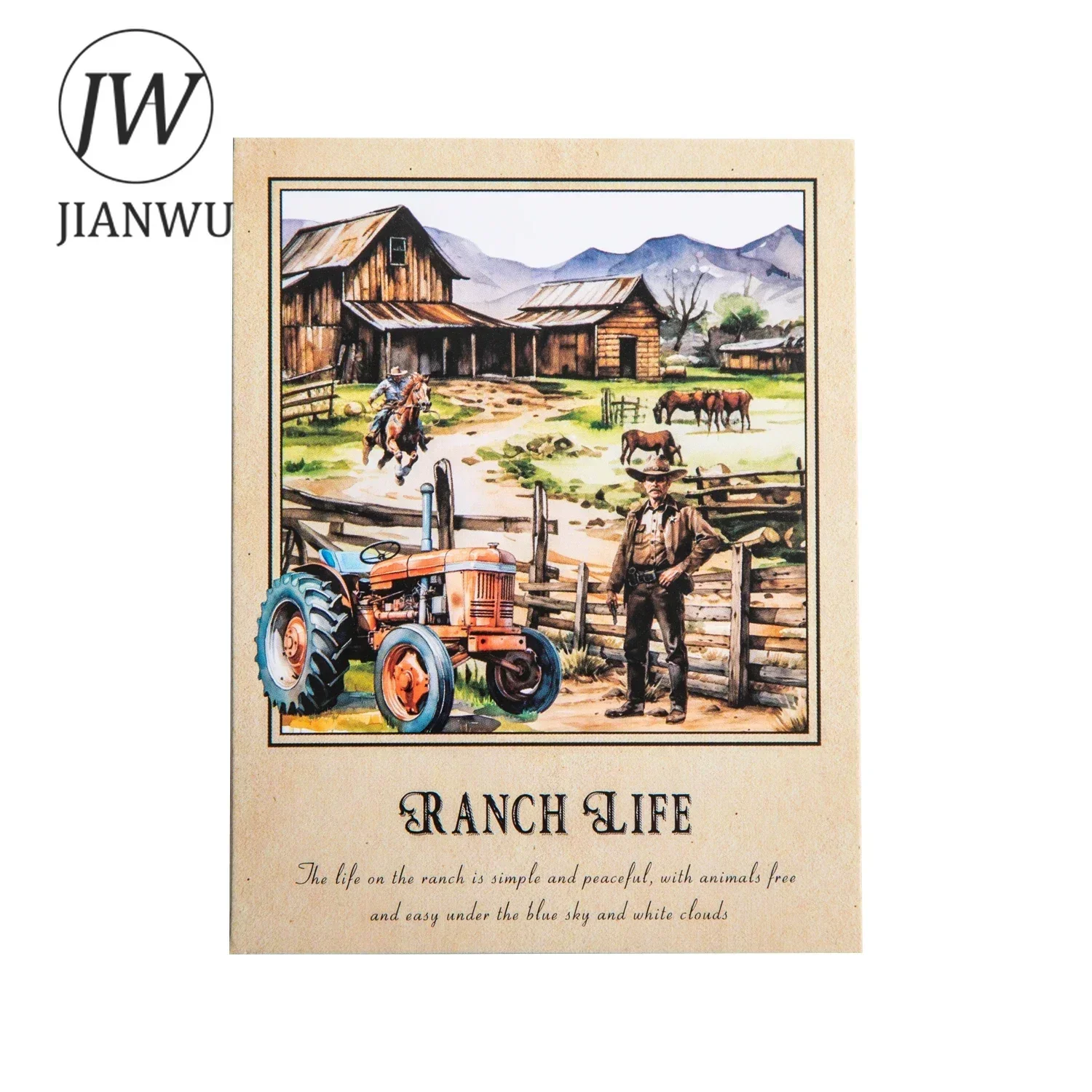 JIANWU Ranch Life Series Vintage Character Landscaping Material Collage PET Sticker Creative DIY Journal Stationery