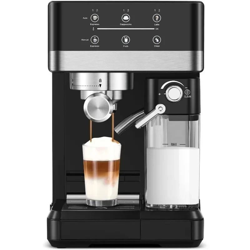 

Espresso Machine Cappuccino Latte Coffee Espresso Maker, Auto Milk Frother for Smooth Milk Bubbles, Detachable Milk Reservoir