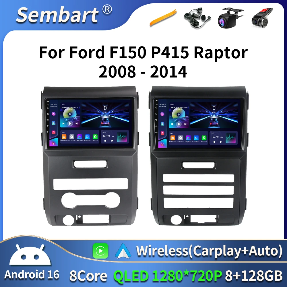 

DSP Stereo Android 16 for Ford F150 P415 Raptor 2008-2014 Car Video Multimedia Player Bluetooth 4G WiFi QLED 9inch Touch Screen