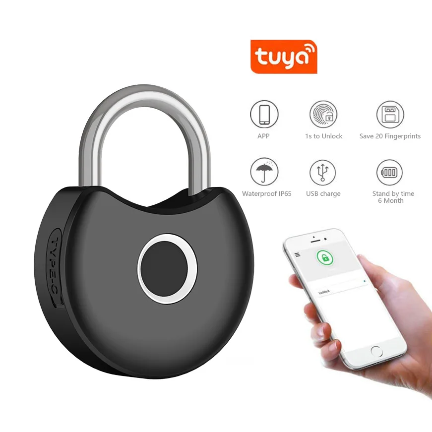 Q1 Tuya Smart Fingerprint Lock Mini Bluetooth Padlock Outdoor Waterproof Warehouse Dormitory Luggage Bag Bicycle