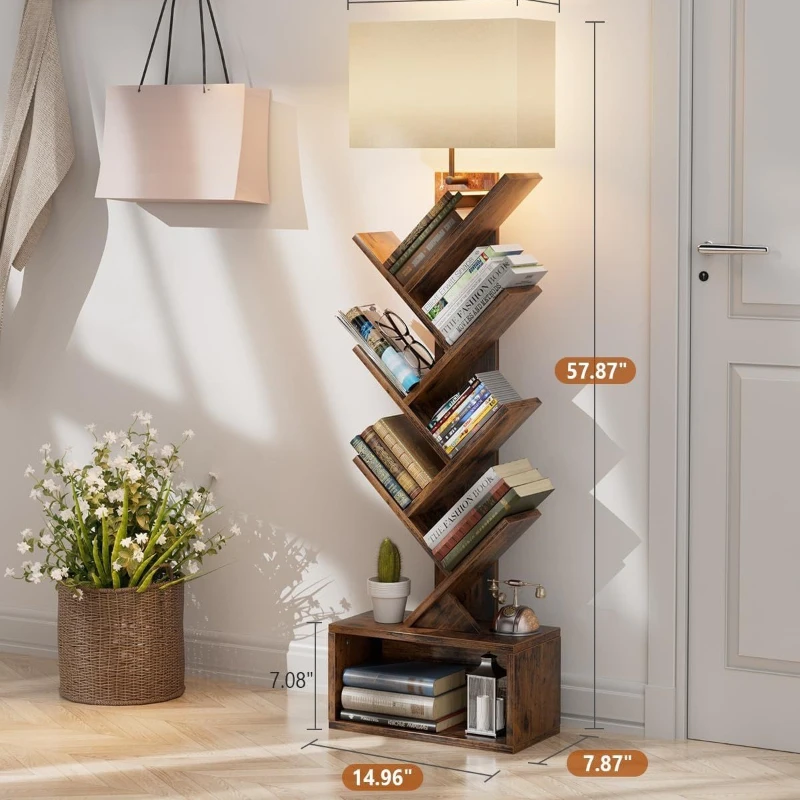 

Bookshelf lamp Floor lamp 6-layer shelf tree-shaped storage lamp source