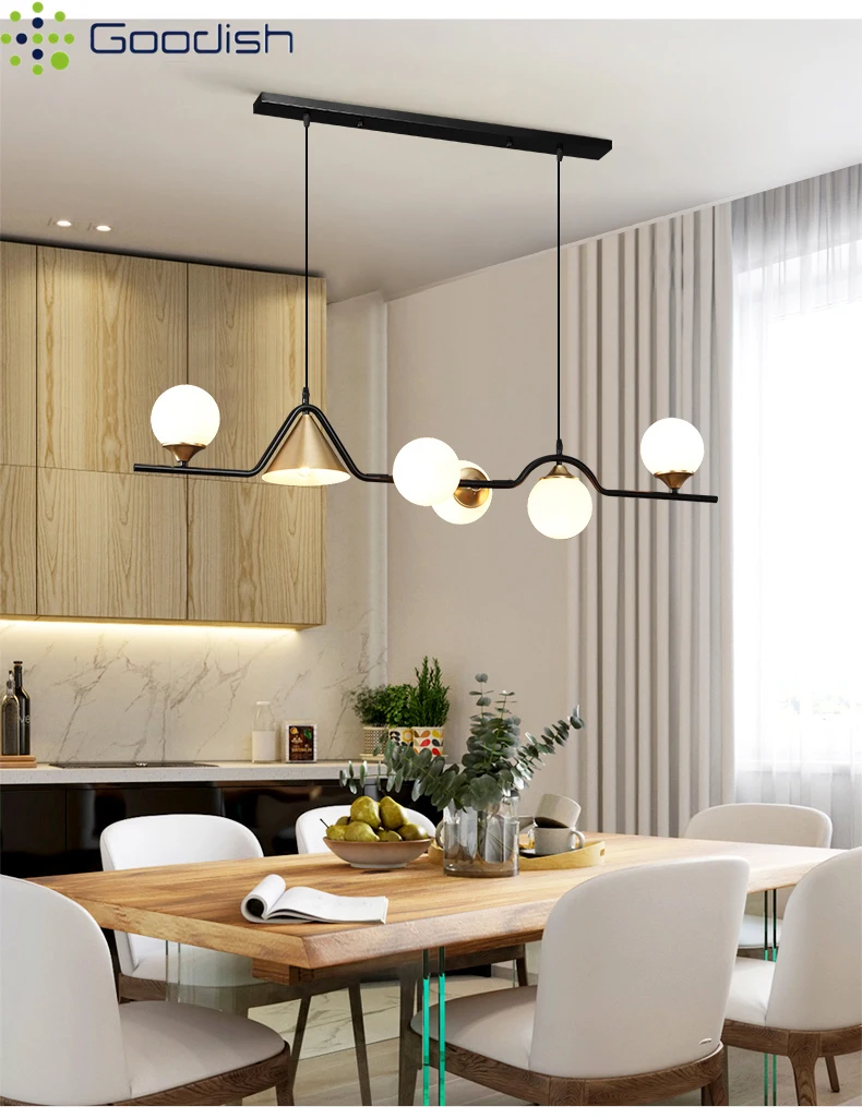 Minimalist Nordic Triangular Cone Ball Horizontal Bar LED Pendant Lights Lustre Lamps for Living Room Home Decoration Chandelier
