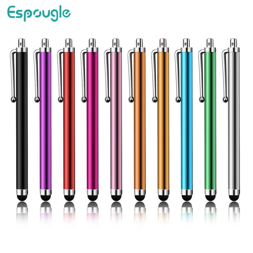 1000pcs High Quality Metal Capacitive Stylus Pen With Clip Touch Screen Pens For iPhone Android Mobile Phone Tablets