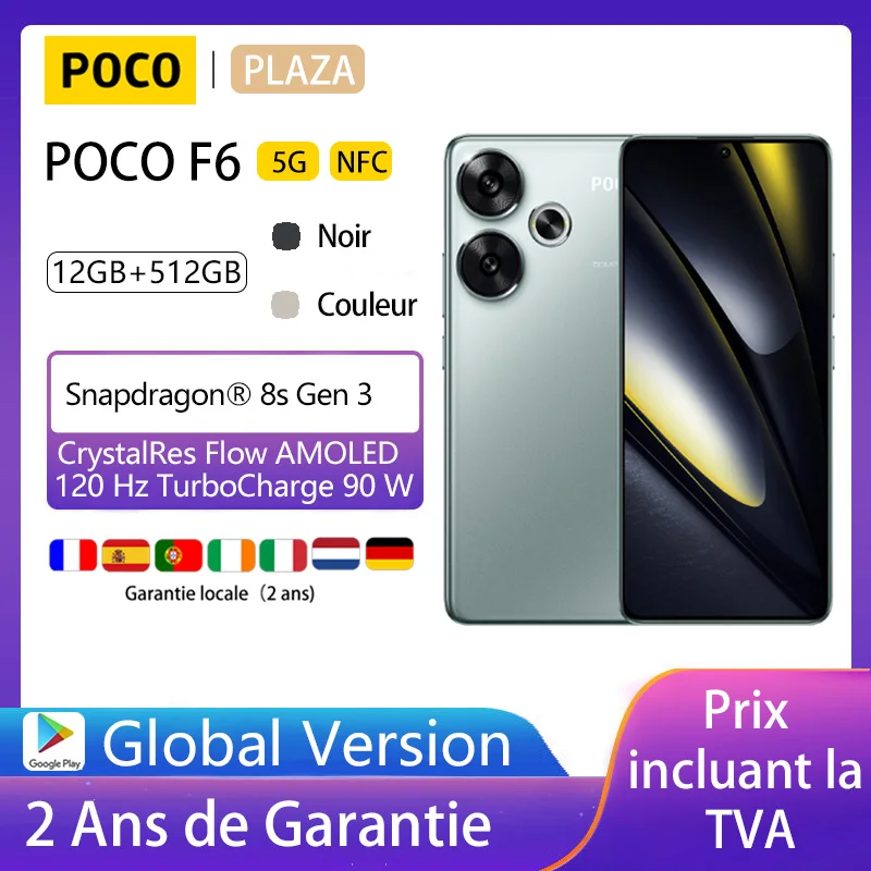 POCO F6 5G,NFC,Snapdragon® 8s Gen 3,50MP Camera,90W Charging,120Hz CrystalRes Flow AMOLED Screen,Global Version