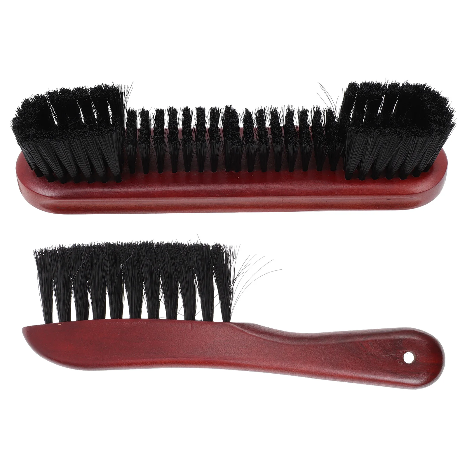 2Pcs Billiard Table Brush Set with Dual Length Bristles Horseshoe Design Wood Handle for Pool Table Felt Cleaning Supply