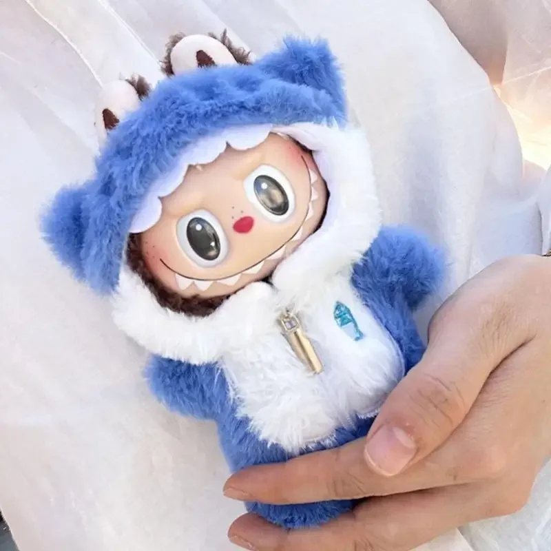 Kawaii Shark Onesie for Mini Doll Cute Plush Doll's Clothing Outfit Labubu Idol V1 V2 Dolls Clothing Accessories image 4