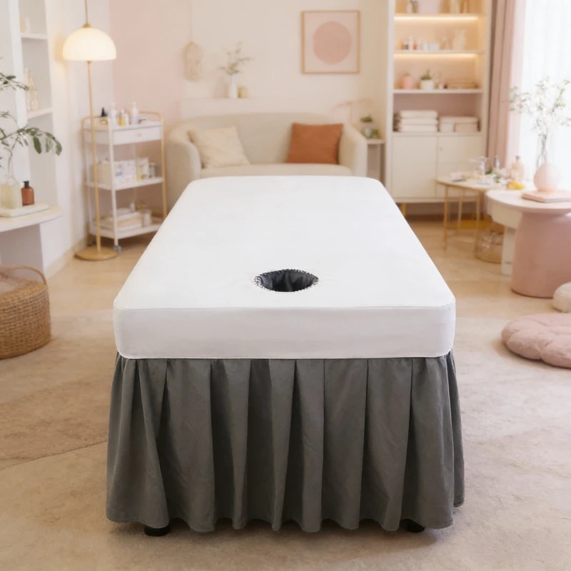 Professional Massage Table Fitted Sheet 80x190cm Elastic Edge with Face Hole Non-Slip Breathable Pad for SPA Salon Therapy