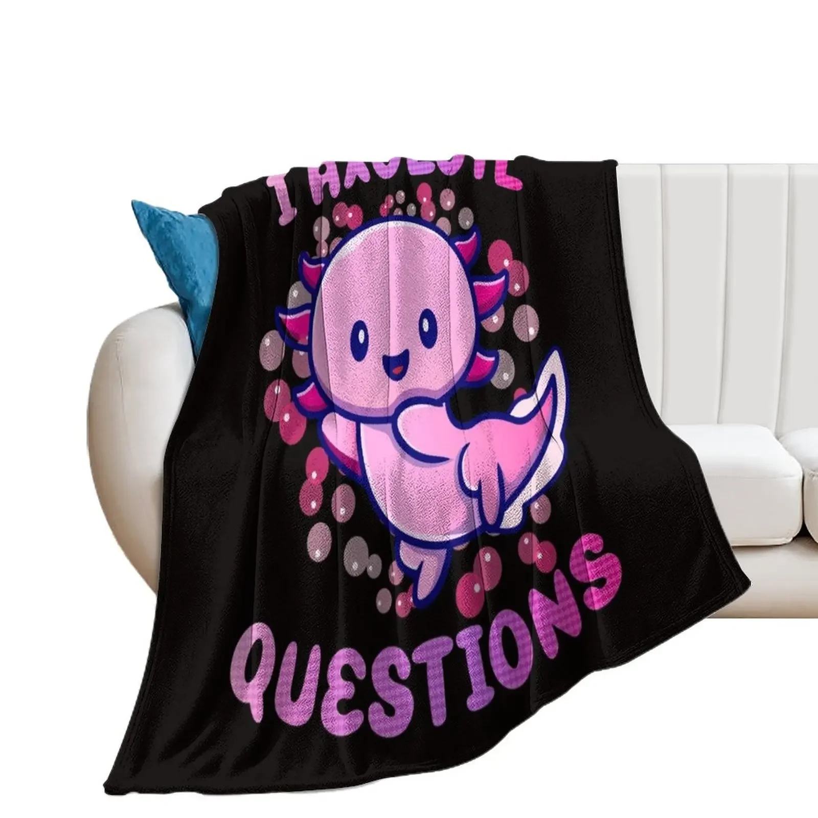 i axolotl questions Throw Blanket Fashion Sofas Bed Fashionable Cute For Sofa Thin Blankets