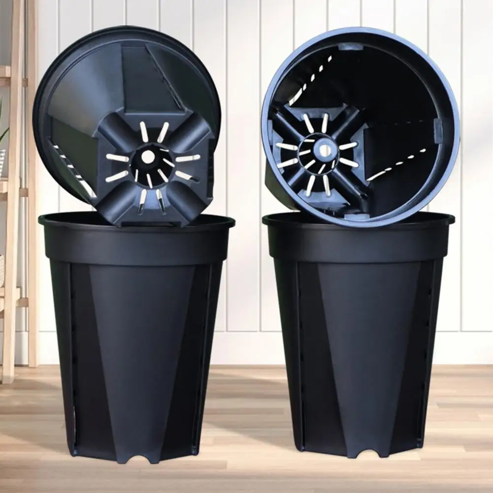Breathable Flowerpot Orchid Pot with Saucer Drainage Holes Flowerpot with Side Ventilation Slots Plant Pot for Indoor Outdoor