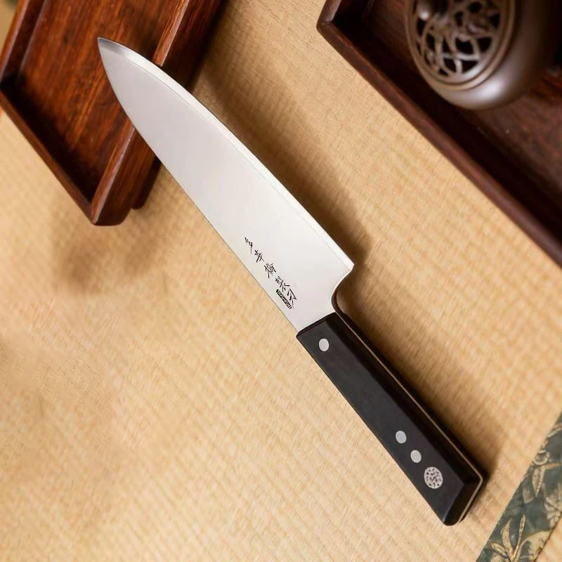 8 Inch Chef Knife SLD Steel Core Sanmai-gawari Blade Gyuto Cleaver Meat Slicing Vegetables Japanese Kitchen Knife Ebony Handle